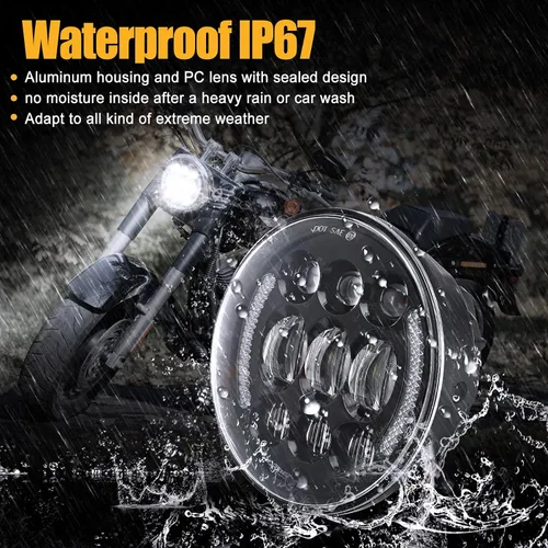 Miniatura 6 de SUPAREE Faro delantero LED para motocicleta de 5.75 pulgadas con halo DRL y señal de giro Plug & Play de 5-3/4 pulgadas Faro delantero de proyección