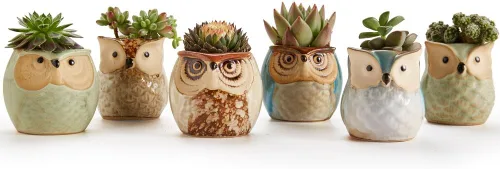 Miniatura 3 de Maceta de cerámica con base de esmalte que fluye en serie, juego de plantas suculentas, maceta de cactus, maceta con agujero de drenaje, escritorio