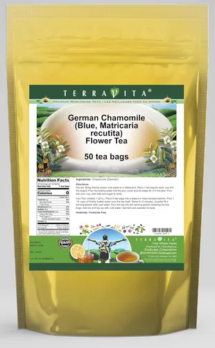 Manzanilla alemana (azul, Matricaria recutita) Té de flores (50 bolsitas de té, ZIN: 516219)