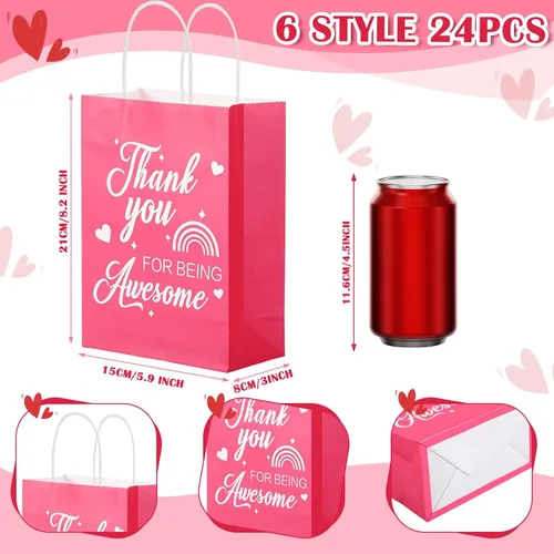 Miniatura 2 de Qeeenar 24 bolsas de regalo de agradecimiento a granel con asa para CNA Week bolsas de papel de agradecimiento a empleados medianos de 6 x 8 x 3