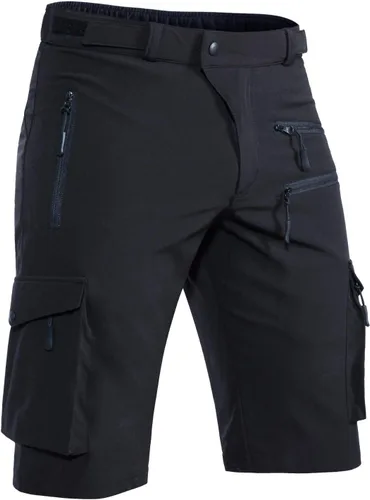 Pantalones cortos de ciclismo de montaña para hombre elásticos de senderismo tipo cargo de secado rápido con bolsillo con cremallera para bicicleta