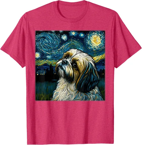 Miniatura 22 de Camiseta Surrealism Starry Night Shih Tzu Dog