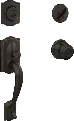 Miniatura 27 de Schlage F60 V CAM 716 ACC - Juego de manijas para puerta de entrada con manija Accent, diseño Camelot, cerradura de entrada con llave de lado único