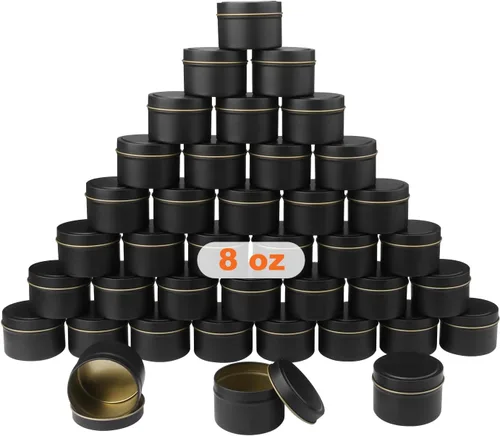 Miniatura 9 de Paquete de 24 latas de velas negras de 4 onzas, latas para hacer velas a granel, frascos de velas, recipientes para velas