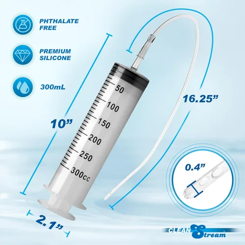 Miniatura 8 de Cleanstream Jeringa de enema de 10.1 fl oz con tubo para limpieza anal. Punta cónica para una fácil inserción - 10.1 fl oz, transparente