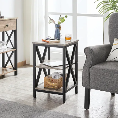 Miniatura 2 de Topeakmart Mesa auxiliar industrial con estantes de almacenamiento para sala de estar, mesa de sofá de 3 niveles, muebles decorativos con aspecto