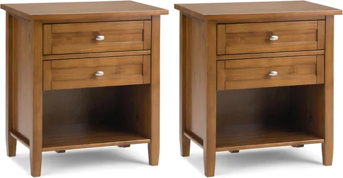 Miniatura 17 de SIMPLIHOME Warm Shaker Mesitas de noche de madera maciza de 24 pulgadas de ancho estilo transicional en negro para sala de estar y dormitorio