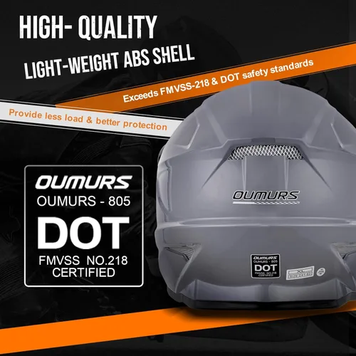 Miniatura 4 de OUMURS Casco de ATV Bicicleta de Tierra para Adultos con Gafas Guantes y Máscara Visera Solar Ajustable Casco de Motocicleta para Adultos Gris