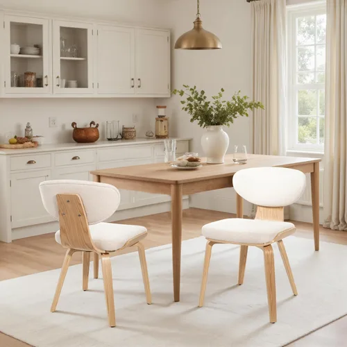 Miniatura 18 de Art Leon Juego de 2 sillas de comedor modernas de mediados de siglo, sillas de comedor tapizadas de piel sintética sin brazos con patas de madera