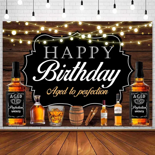 Sensfun Telón de fondo de cumpleaños de whisky envejecido a la perfección, decoración de fiesta de cumpleaños, barril de cigarro, fondo vintage de