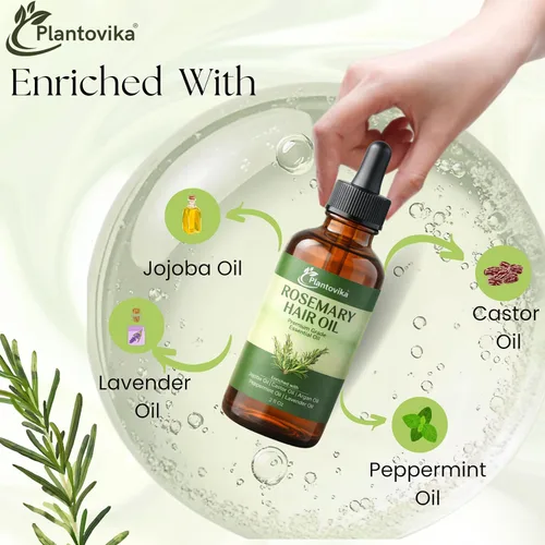 Miniatura 4 de Aceite de romero para el crecimiento del cabello – Aceite de crecimiento del cabello con jojoba, ricino, argán, menta y lavanda Tratamiento