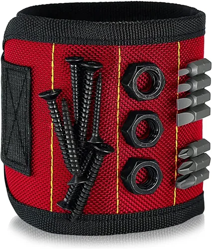 Miniatura 7 de Pulsera magnética para sujetar tornillo, con imanes fuertes, hecha de poliéster magnético con imanes ligeros y potentes, herramienta perfecta