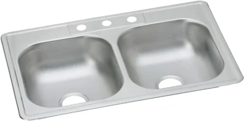 Miniatura 15 de Dayton D233221 Equal - Fregadero de acero inoxidable con doble tazón, 33 x 22 x 6.5 pulgadas