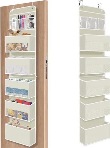 Miniatura 8 de SpaceHacks Paquete de 1 Organizador Sobre la Puerta, Organizador de Almacenamiento Colgante con Ventana Transparente, 40 lb Ultra Resistente Gris