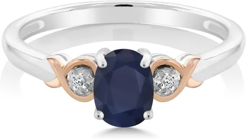 Miniatura 3 de Gem Stone King Anillo de compromiso de plata de ley 925 y oro rosa de 10 quilates, piedra preciosa ovalada de 0.276 x 0.197 in, con acento