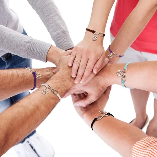 Miniatura 5 de Paquete de 15 pulseras de pata para niños y adultos, ajustables, pulseras con dijes, cachorros, perros, gatos, animales para fiestas temáticas