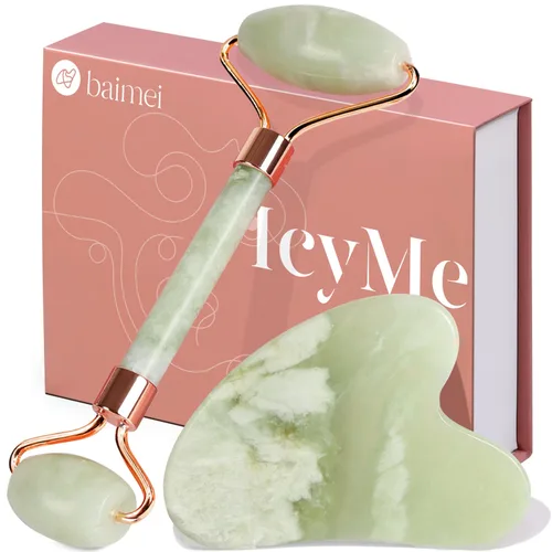 Miniatura 10 de BAIMEI IcyMe - Juego de rodillo de jade y Gua Sha, rodillo facial y herramientas faciales de Gua Sha para rutina de cuidado de la piel y hinchazón