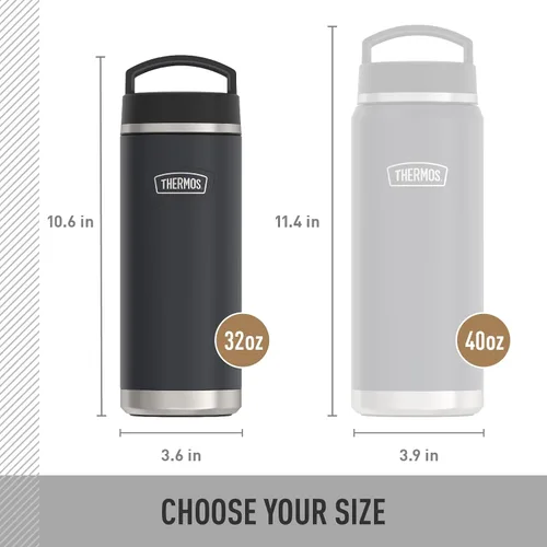 Miniatura 5 de THERMOS ICON SERIES - Botella de agua de acero inoxidable con tapa superior de rosca, 32 onzas, granito, botella de agua aislada con tapa Granite