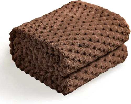 Miniatura 22 de Excervent - Manta de franela de lana de 50 x 70 pulgadas, mantas decorativas hexagonales de jacquard peludas para el hogar, camping y viajes, súper