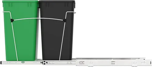 Miniatura 9 de Rev-A-Shelf Cesta de basura extraíble para gabinetes de cocina de 27 cuartos con deslizador de extensión completa para reciclaje, Verde/Negro, Verde