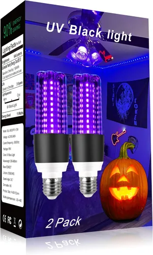 Miniatura 6 de Bombilla de Luz Negra LED A19 12W 395-400nm UVA – Paquete de 3 para decoración de Halloween, fiestas fluorescentes, arte fluorescente y efectos