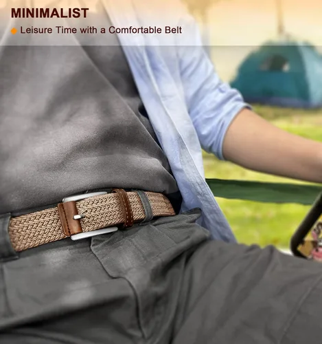Miniatura 9 de BULLIANT Cinturón elástico para hombre, cinturón trenzado de regalo para hombre, 1 38 para golf, pantalones casuales, camisas, jeans