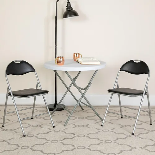 Miniatura 2 de Flash Furniture Hercules Series - Sillas plegables de metal con asa de transporte, silla acolchada tapizada de vinilo, juego de 4, color negro