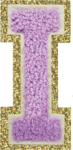 Miniatura 73 de SPRT - Parches de letras de chenilla universitaria con purpurina, parche de letras blancas para planchar con letras del alfabeto para disfraz