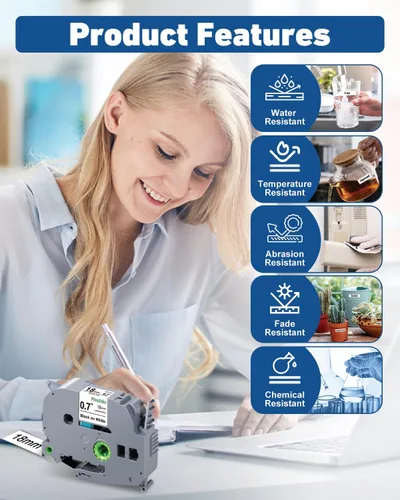 Miniatura 5 de Paquete de 4 cintas TZe TZ de 0.709 in 0.7 laminadas blancas de repuesto para cinta Brother TZe-241 TZe241 TZ-241 TZ241 TZ241 0.709 in etiqueta