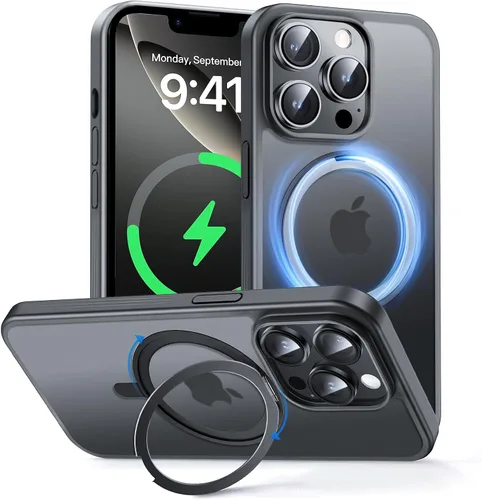 Miniatura 10 de MAGIC JOHN Soporte Magnético Invisible Giratorio 360° para Funda de iPhone 17 Pro [Botón de Control de Cámara] [Compatible con MagSafe] 16 FT Negro