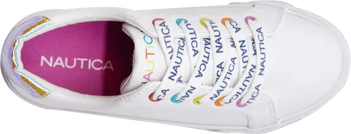 Miniatura 5 de Nautica Zapatos de moda para niñas, tenis bajos con cordones para niños grandes, niños pequeños y niños pequeños (tacón regularsuela de plataforma)