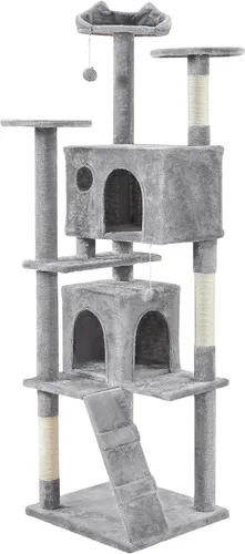 Miniatura 20 de Topeakmart Árbol para gatos de 54 pulgadas, torre para gatos con postes rascadores y percha para condominios grandes, muebles de casa con soporte