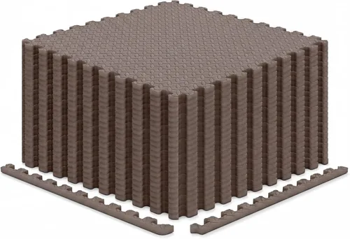 Miniatura 17 de Tangkula Alfombrillas de ejercicio de 12 azulejos con borde, tapetes protectores de espuma EVA antideslizantes, tapetes elásticos de juego