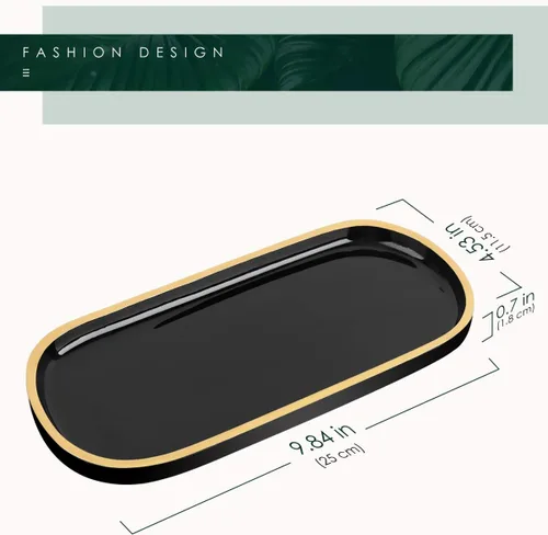 Miniatura 6 de Emibele Organizador de joyas, bandeja ovalada de resina, bandeja de tocador de baño, cocina, tocador, bandeja de joyería, soporte para anillos