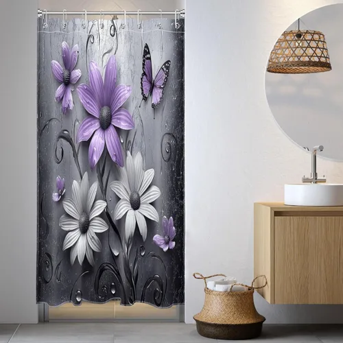 Miniatura 41 de LB Get Naked - Cortina de ducha pequeña de 48 x 68 pulgadas, forro de cortina de ducha de tamaño medio azul y rosa, cortinas de ducha estrechas