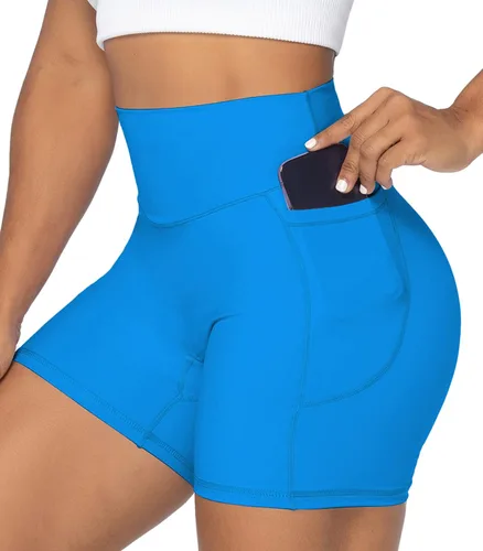 Sunzel - Pantalones cortos tipo ciclista de 8, 5 o 3pulgadas para mujer, con bolsillos, de cintura alta, para entrenar o practicar yoga