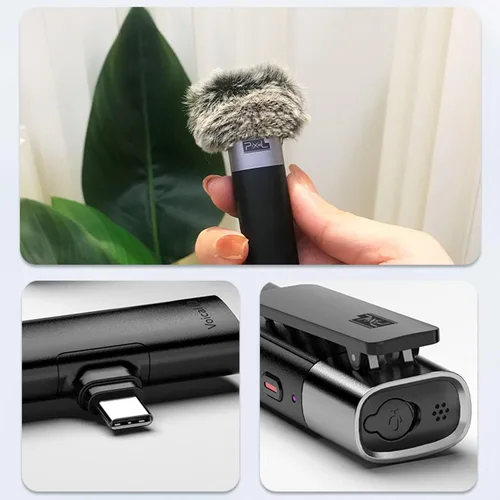 Miniatura 5 de PIXEL Micrófono Lavalier inalámbrico para iPhone iPad, MFi (fabricado para iOS) Sistema de micrófono inalámbrico con clip con 1 receptor y 2