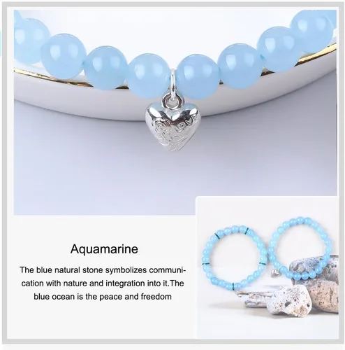 Miniatura 6 de 2 pulseras de cuentas naturales para mujer, gemas semipreciosas, pulseras de cristal curativo de 0.315 in con tarjetas, pulsera elástica ajustable