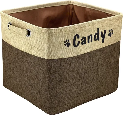 PET ARTIST - Cesta plegable de almacenamiento de juguetes con nombre personalizado de la mascota - Organizador de caja rectangular para juguetes de