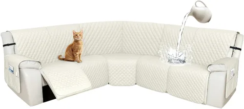 Miniatura 32 de Arfntevss Fundas de sofá modular reclinable, 100% impermeable, en forma de L, para sillón reclinable en forma de L, funda seccional lavable