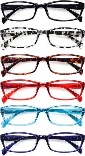 Miniatura 9 de SIGVAN Paquete de 6 lentes de lectura para mujer, con bloqueo de luz azul, bisagra de resorte, rectangulares, lentes de lectura para mujer