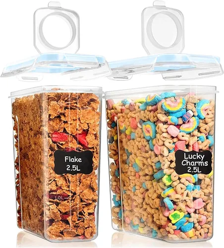 Miniatura 14 de Shazo Paquete de 2 recipientes pequeños herméticos para cereales con tapas, perfecto para ahorrar espacio, sin BPA, organización de despensa