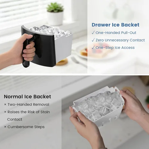 Miniatura 7 de Electactic Máquina de hielo tipo bala, 18 libras/día, compacta, para encimera, tapa extraíble, fácil de limpiar, 6 unidades rápidas de hielo en 8