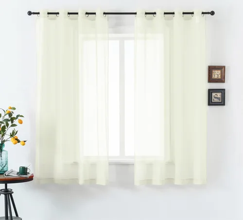 Miniatura 23 de DUALIFE Cortinas Amarillas de 72 Pulgadas de Largo para Dormitorio Juego de 2 Paneles con Ojales Ventana Semi Voile Filtrado de Luz Cortinas