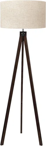 LEPOWER Lámpara de pie de trípode de madera, lámpara de pie de mediados de siglo, luz de estudio de diseño moderno para sala de estar, dormitorio,