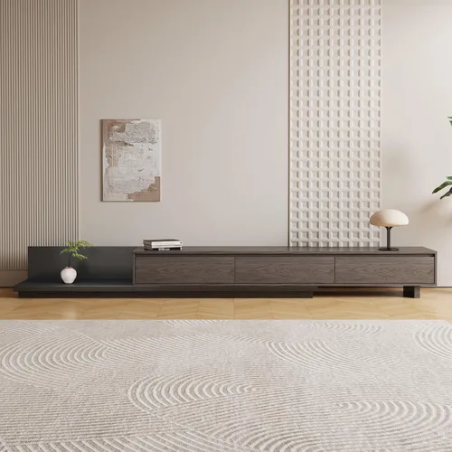Miniatura 4 de Mid-Century - Mueble de TV extensible moderno con 3 cajones, centro de entretenimiento ajustable de 78.7 a 130 pulgadas, soporte de TV para sala