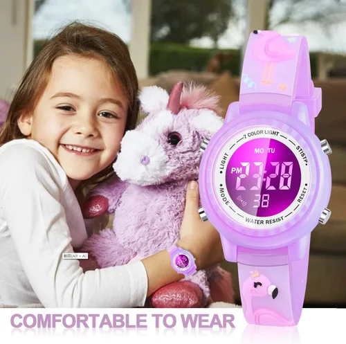 Miniatura 12 de Relojes LED impermeables para niños con alarma, juguetes para niños, regalos para niñas de 3 a 10 años