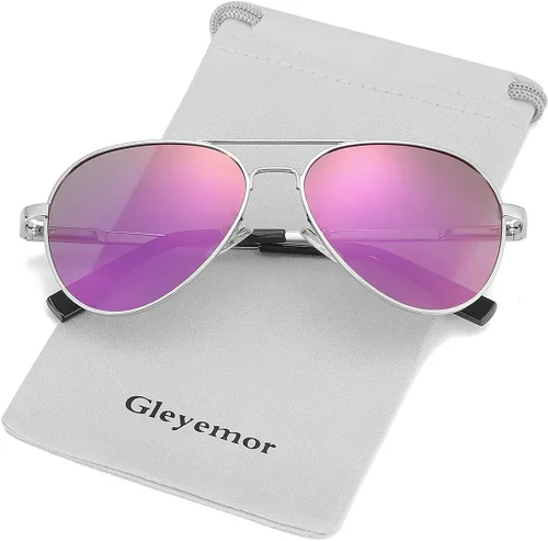 Miniatura 2 de Gleyemor Lentes de sol polarizados estilo aviador para niños y niñas, jóvenes, adolescentes, dos tamaños de 1.969 in y 2.047 in