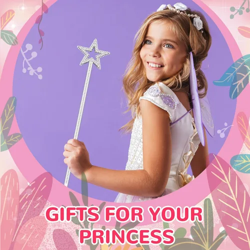 Miniatura 5 de Meanplan 36 varitas de hadas de 13 pulgadas, varitas de princesa con estrella mágica, palitos de bruja de ángel, accesorios de disfraz para mujeres