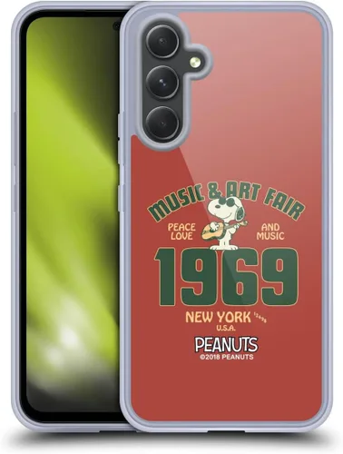 Miniatura 385 de Head Case Designs Funda de gel Woodstock 50th con licencia oficial de Peanuts Snoopy Guitar 1969 [protección de grado militar] compatible